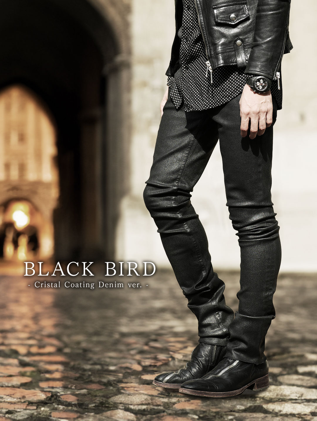 FAGASSENT】BLACK BIRD Cristal Coating Denim （ブラックバード